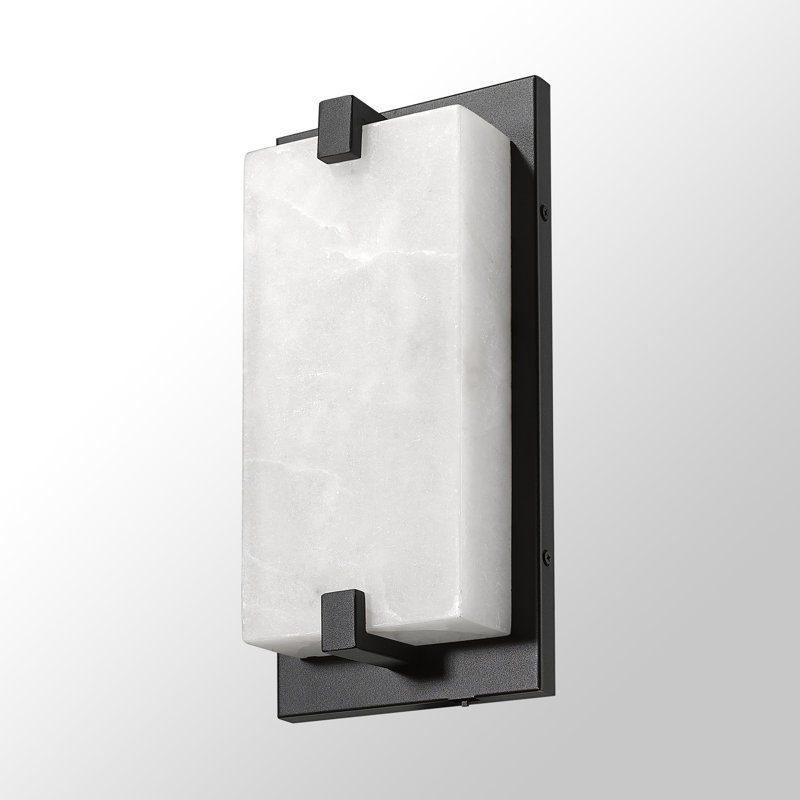 Dimmable LED Wall Mounted Sconce With Natural Spanish Marble Shade 5 Colors Adjustable, Black, 12.60" H x 5.98" W x 2.37" D 