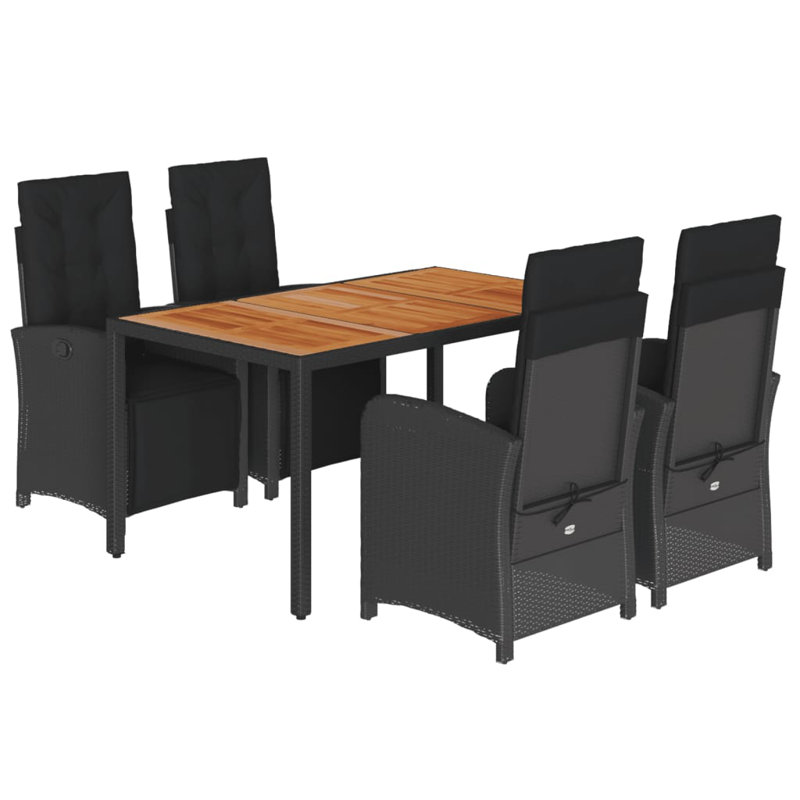 4 - Person Solid Wood Patio Dining Set Rectangular Table with Cushions Included