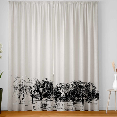 Outline of Eiffel Tour Blackout Curtains | Home Decor Pair