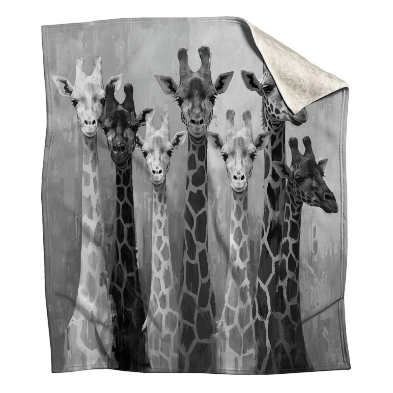 Couvertures monochromes de groupe de girafes, L 60 po x H 80 po
