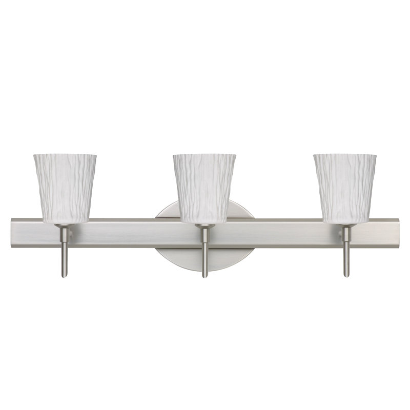 Éclairage pour meuble-lavabo 3 lumières Senesca, Pierre transparente, Nickel satiné