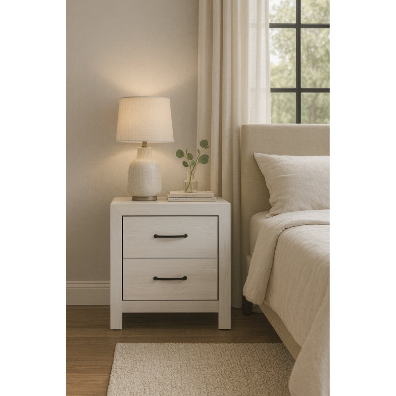 Claudette 23.5'' W Plywood / Laminate Board Nightstand, White