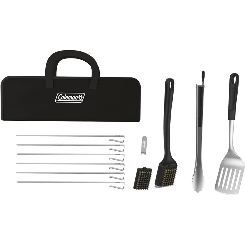 Coleman Cookout 12-Piece BBQ Grill Tool Kit, Heat Resistant Grilling Tools