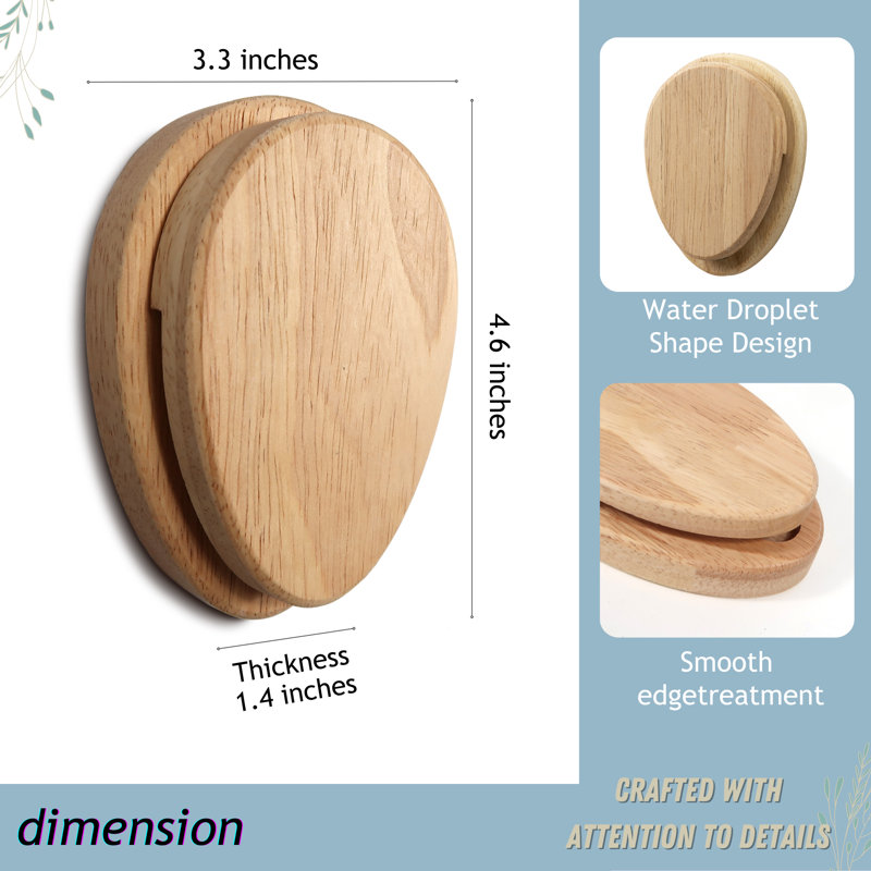 Portemanteaux mural en bois massif Carmia, Naturel