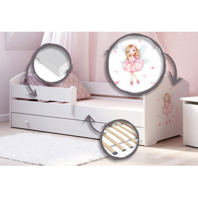 LUK children's bed with drawer and rail 160x80 Girl with wings