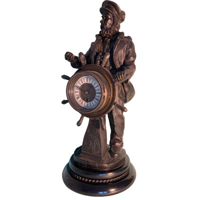 Roman Numeral Metal Mechanical Tabletop Clock in Black