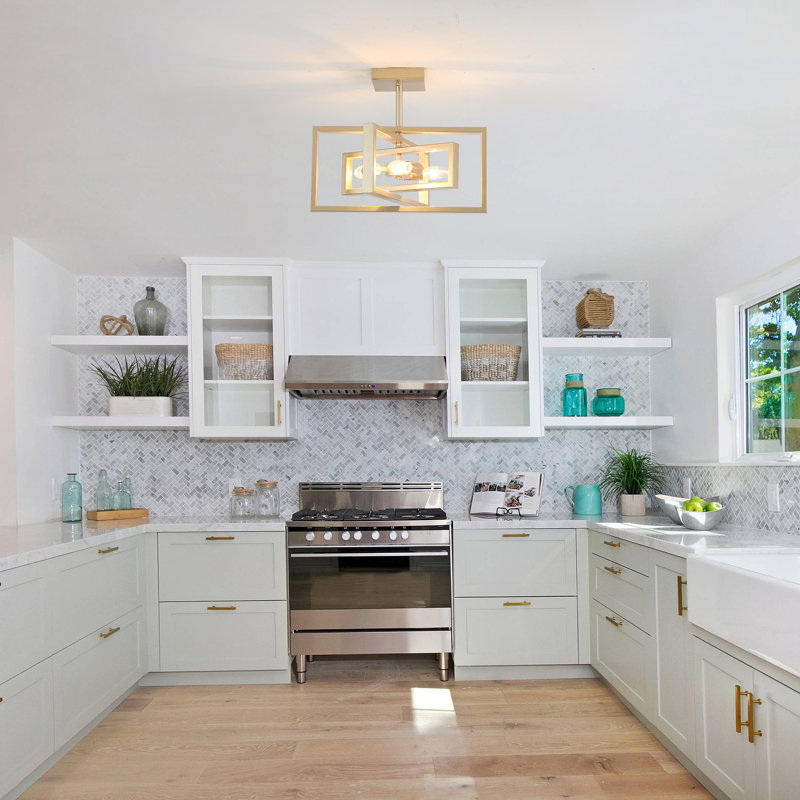 Ekber Semi Flush Mount, Gold