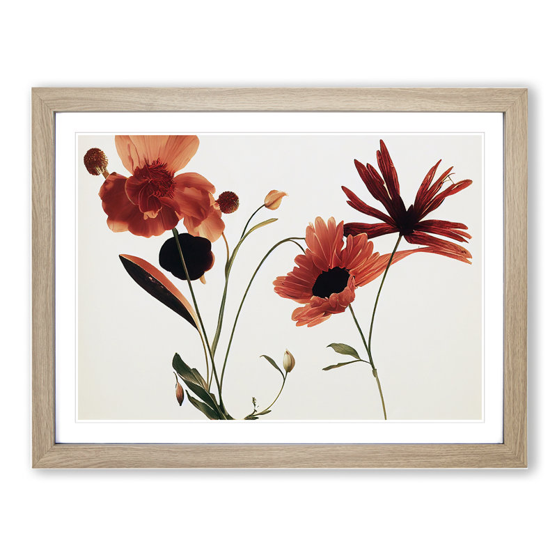 Entrancing Flowers - Framed Print, 34cm H x 46cm W, Oak