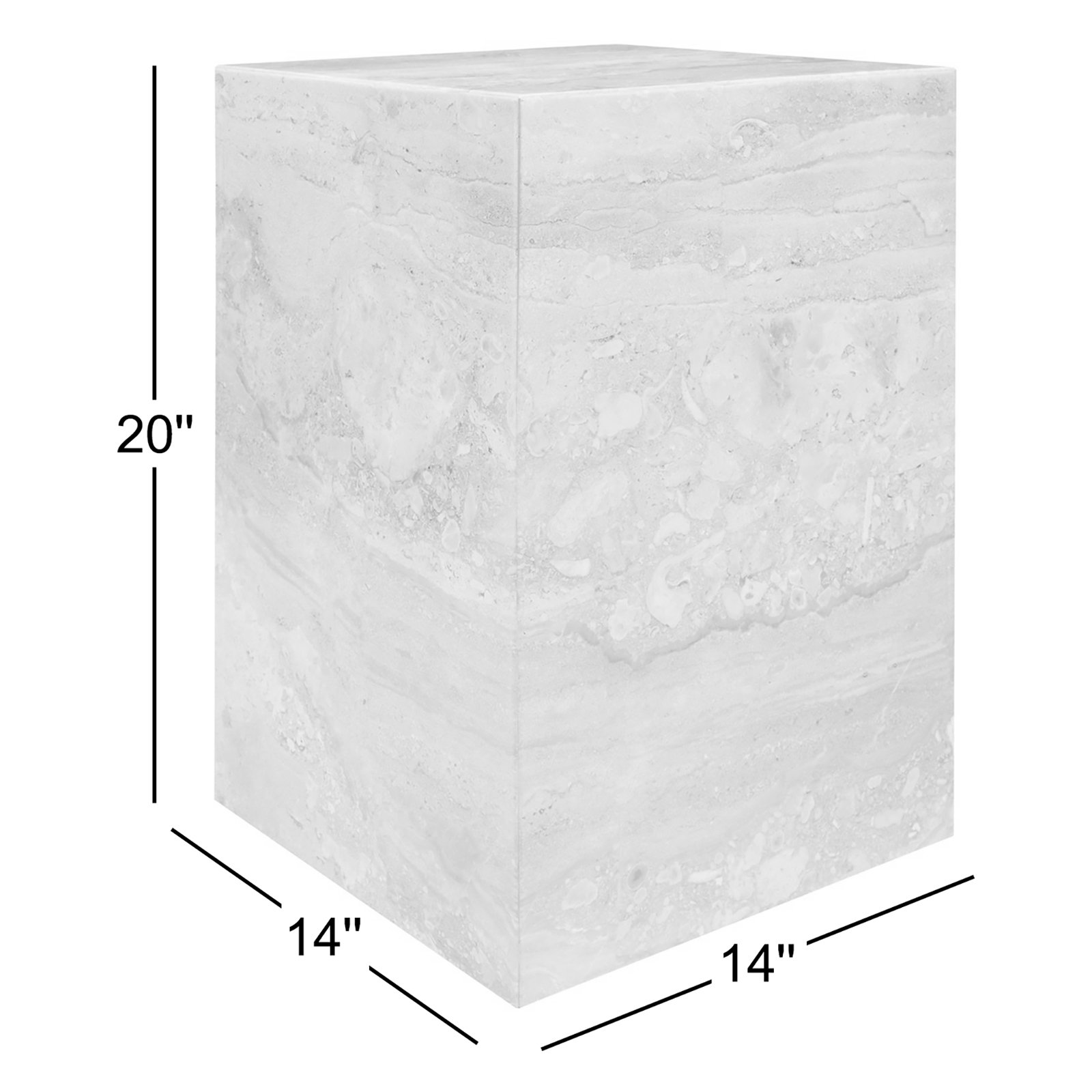 Enez 14" Genuine Marble End Table, White