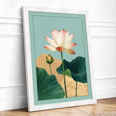 Lotus in Bloom Botanical - Framed Print