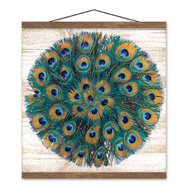 Splendor Peacock Framed On Canvas by Brazen Design Studio Print