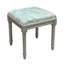 Tabouret de coiffeuse en lin à motif floral turquoise Toscan Aqua-358872231-358872239