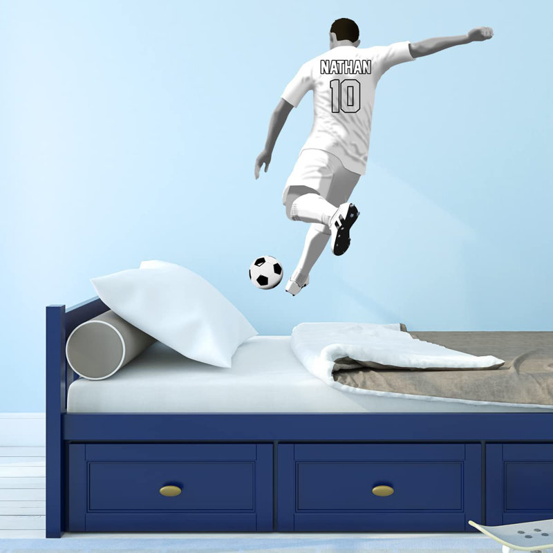 Adhésif décoratif footballeur, Blanc, H 22 po x l 19 po
