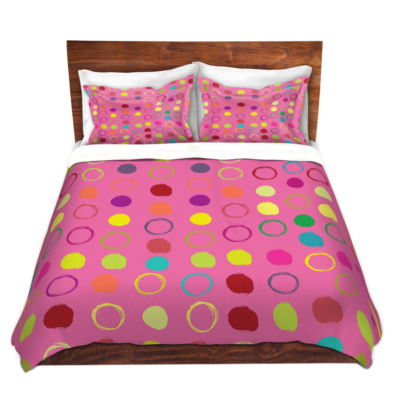 Ensemble de housse de couette circle blunder i, 1 housse simple + 1 taie standard, Rouge / pêche / mauve