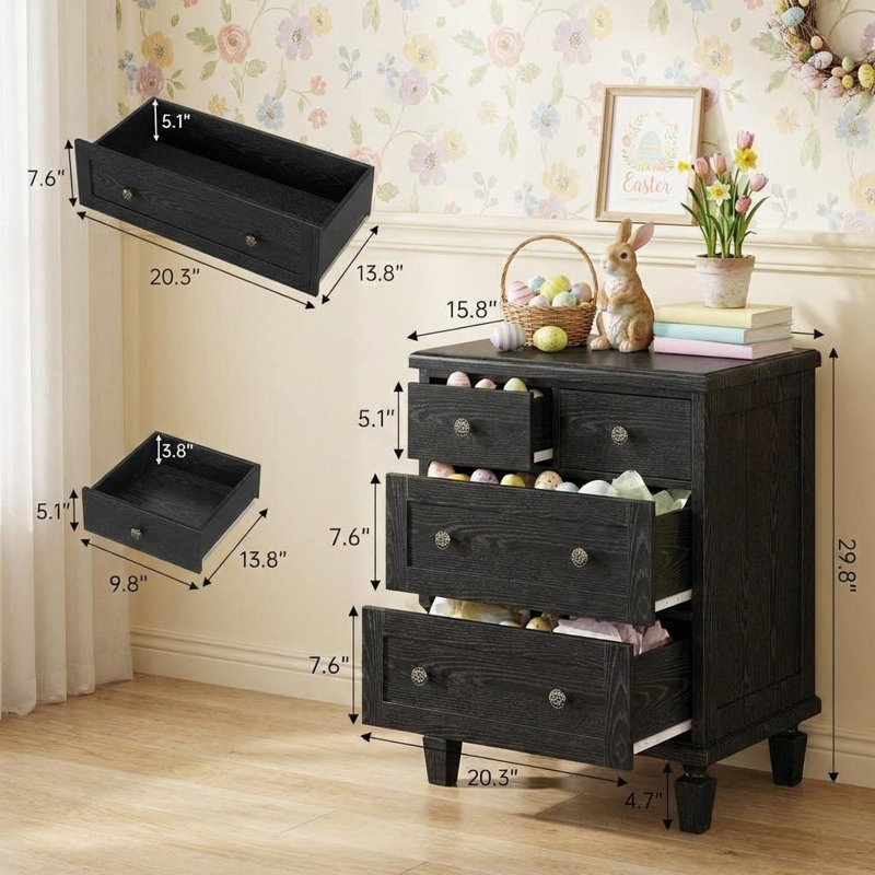 59.9cm W 4 - Drawer Chest of Drawers, Black