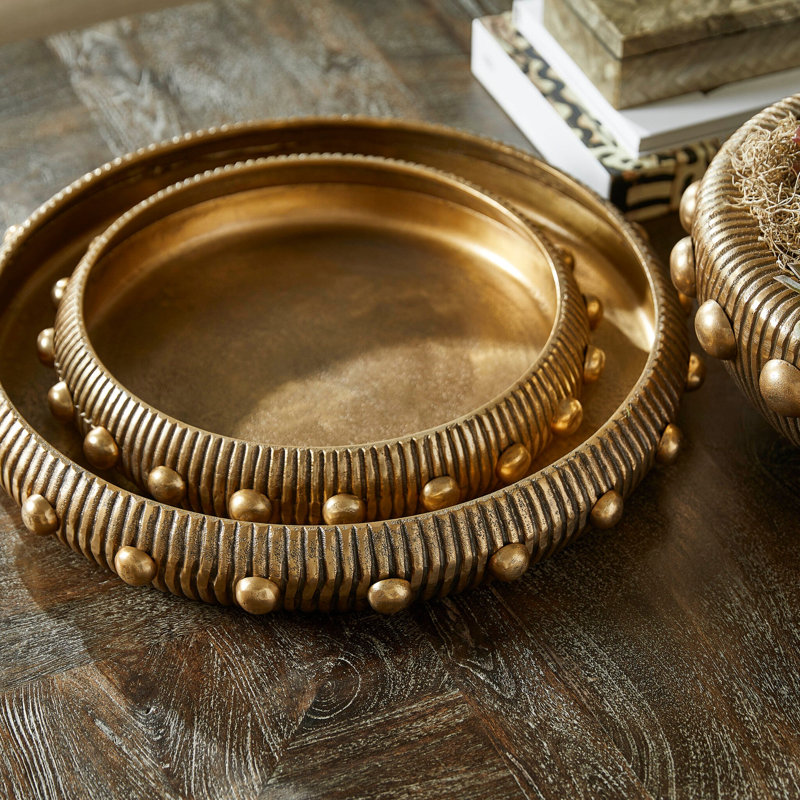 Batten Metal Decorative Tray, 3.25" H x 24.5" W x 24.5" D