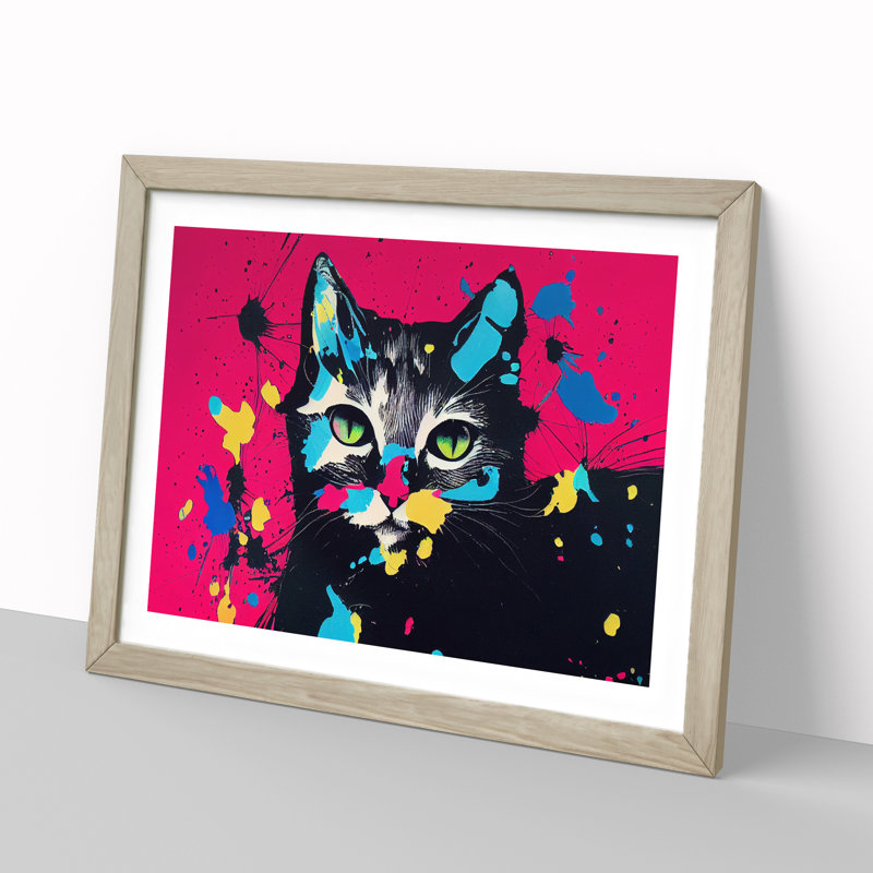 Cat Splashed Vol.1 Abstract - Framed Print, 34cm H x 46cm W x 2cm D, Oak Framed