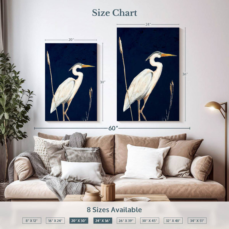Brampt Heron On Navy II, 36" H x 24" W