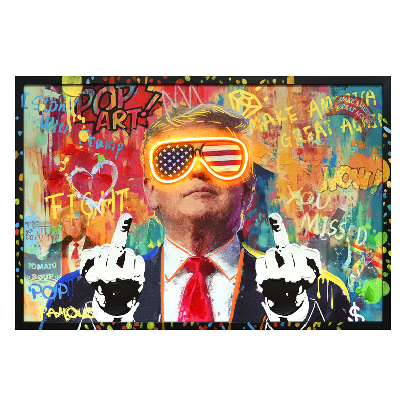 Art mural sur toile néon audacieux - 37 po x 25 po - cadre noir