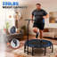 Trampoline pliable avec guidon réglable pour adultes, charge maximale de 450 lb, avec cordes élastiques durables, stable et silencieux, rebondisseur pour l'entraînement de cardio et de musculation, à la maison / à la salle de sport, exercice de saut