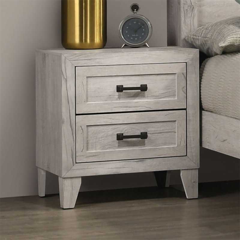 Table de chevet avec finition blanche délavée et élégante table de chevet 1Pc