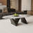 51" Modern Oval Coffee Table, Glossy Sintered Stone Table top With N-Shaped-Steel Base