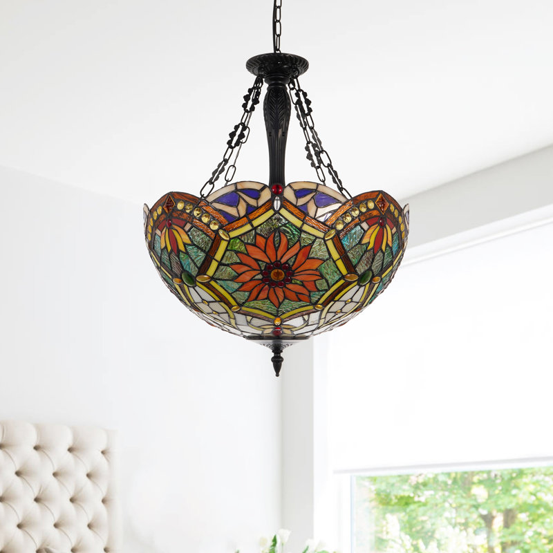 20 Inch 5 Light Dimmable Tiffany Chandelier,retro Pndant Lighting Fixture
