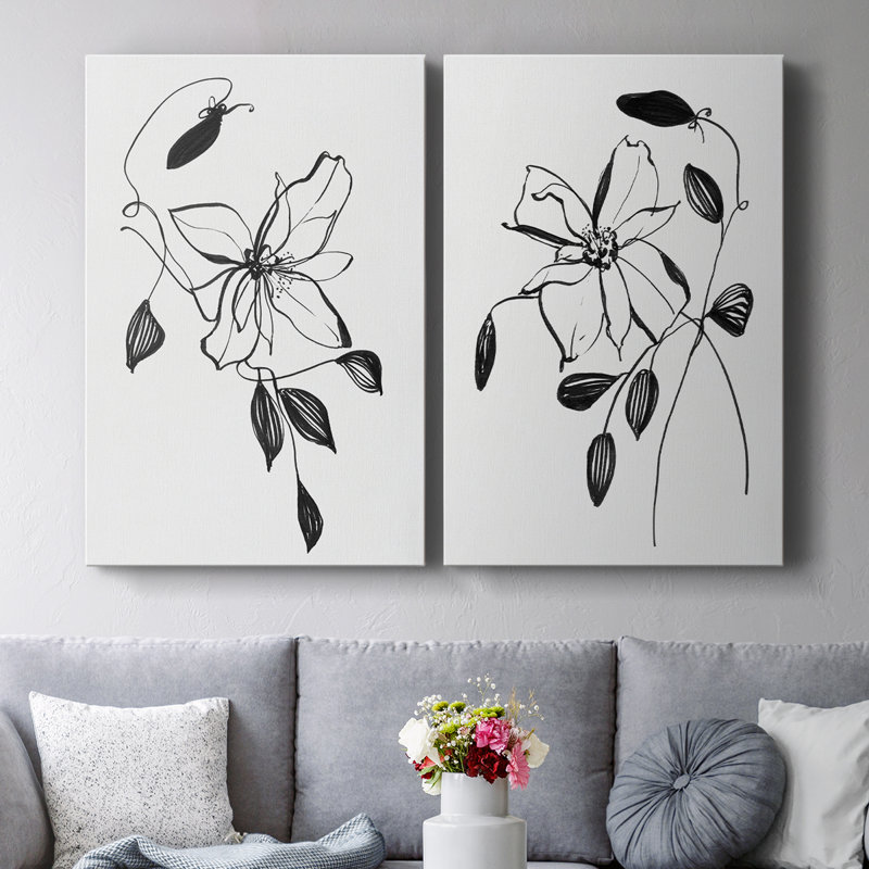 Wild Clematis I - Toile tendue avec châssis de qualité supérieure - Prêt à être accroché, H 18 po x l 24 po
