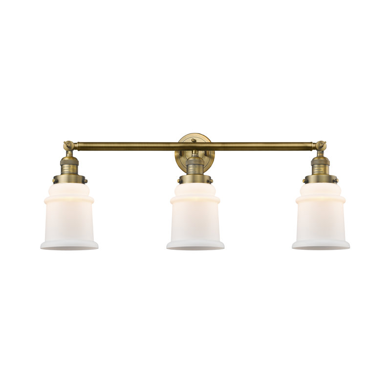 Galaviz 3 - Light Dimmable Vanity Light, 60 Watt Vintage Incandescent Bulb, Brushed Brass, Matte White Cased