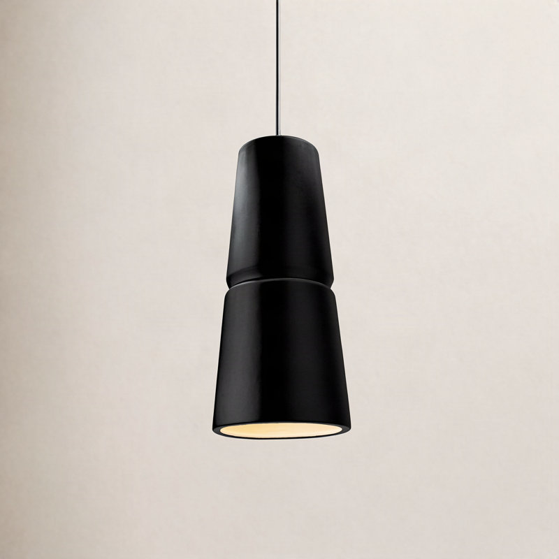 Luminaire suspendu conique à 1 lumière Logan, H 13,5 po x l 6 po x P 6 po, Noir mat carbone, Bronze foncé