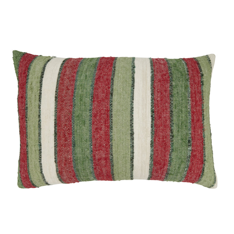 Luxe Striped Cotton Throw Pillow in Blue, Black, and Tan - 27" x 24.5"