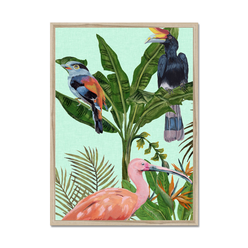 Birds Paradise I by Melissa Wang - Painting, Natural Wood Framed Paper Print, 50cm H x 34cm W