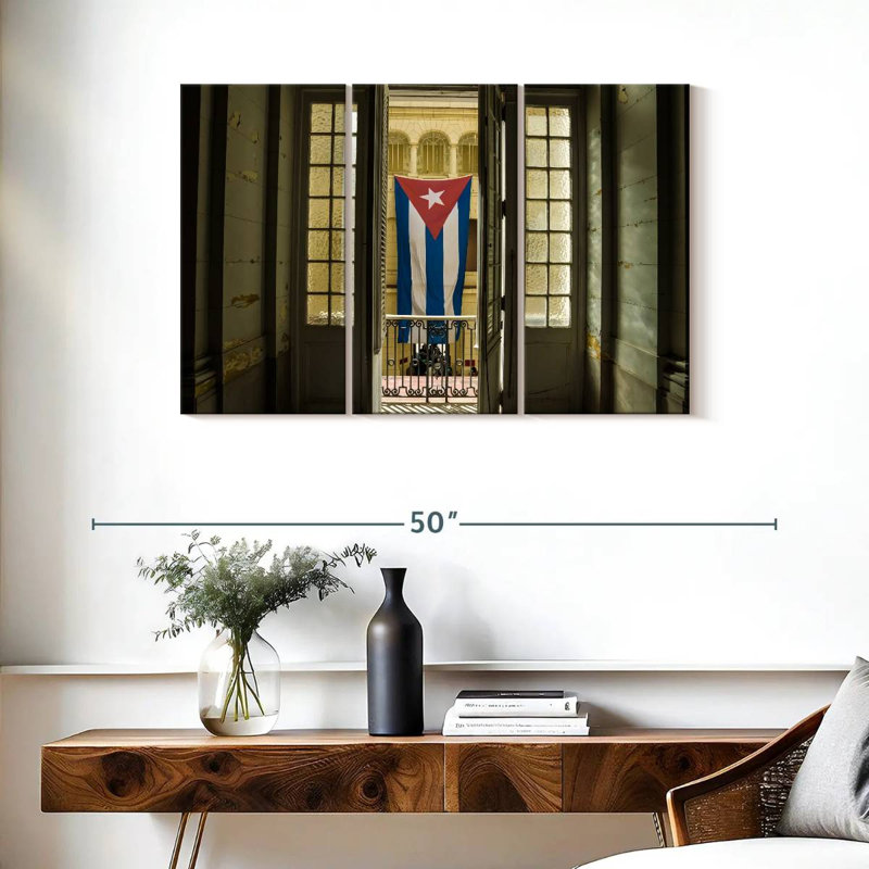 Borges Cuba Flag On Window, 24" H x 38" W