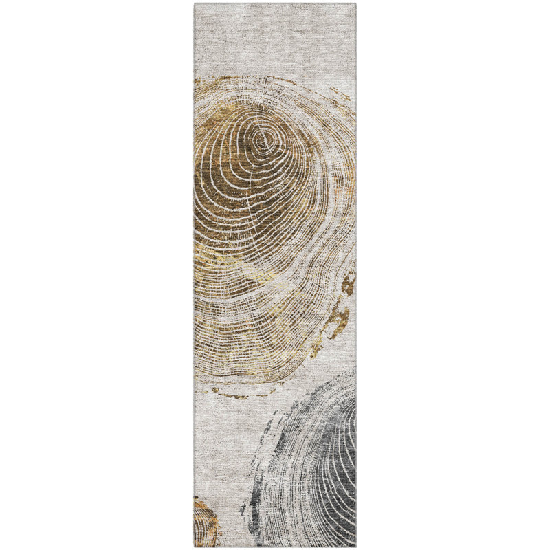 Tapis taupe Prisco lavable à la machine de qualité supérieure, Tapis de couloir 2 pi 3 po x 7 pi 6 po