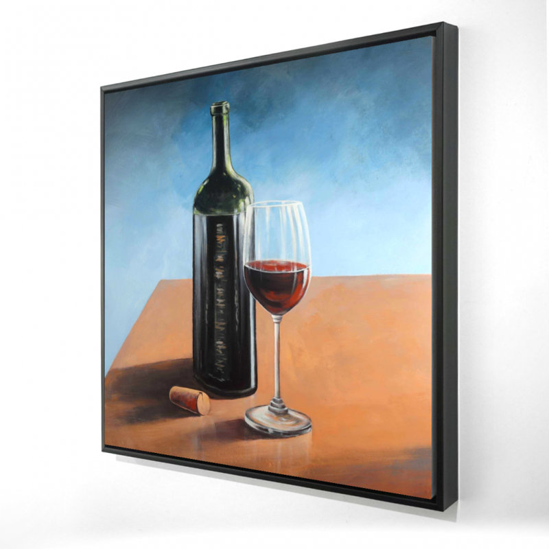 Bouteille de Bordeaux avec verre à vin - Nature morte, décoration sur toile