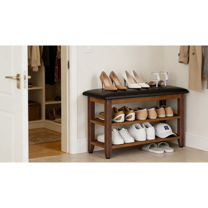 Premium Wooden Shoe Cabinet For Home, 18.2” H x 23.6” W x 11.8” D