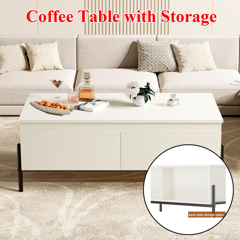Table basse blanche avec rangement 