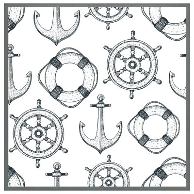 Ambrette Anchor & Wheel - Single Picture Frame Print