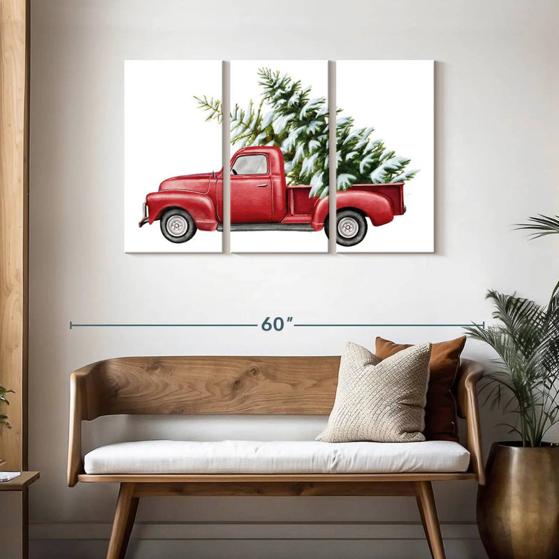 Lelend Red Christmas Truck, 28" H x 45" W