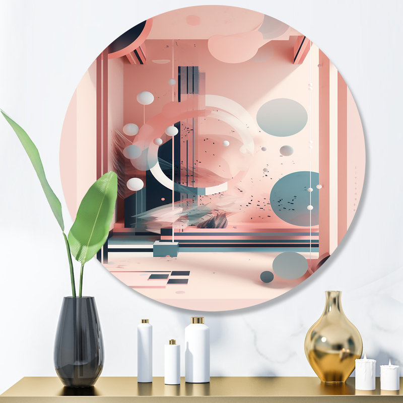 Art doux du milieu du siècle II - art mural rond minimaliste abstrait sur métal, H 16 po x l 16 po x P 1 po