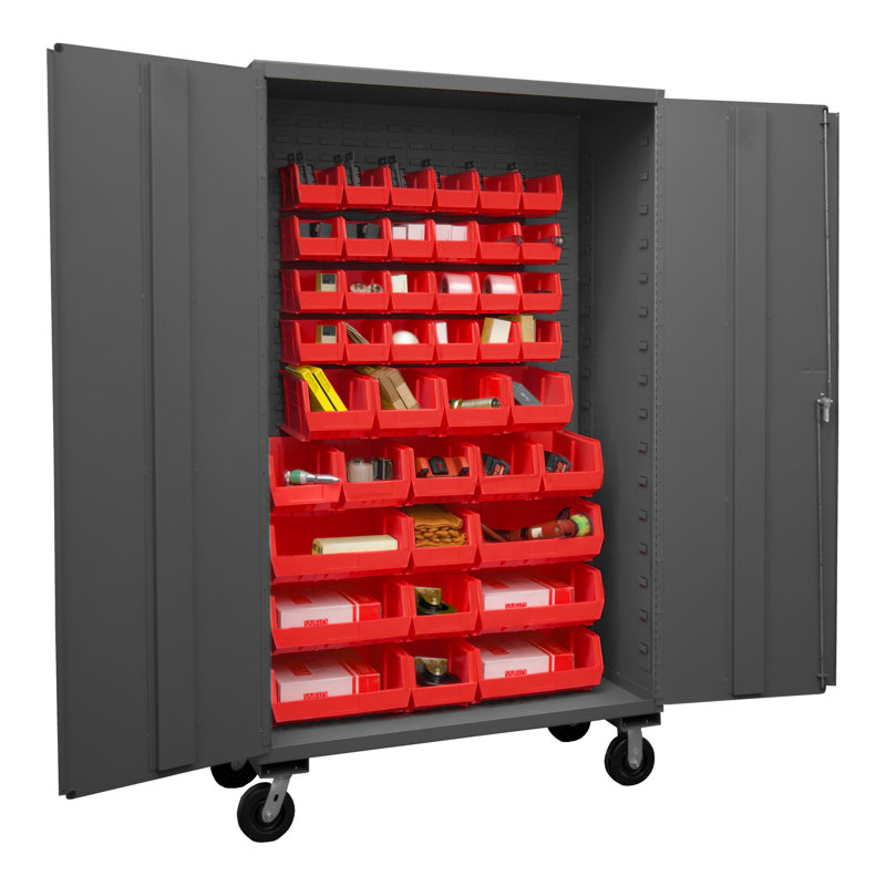 Myrtus Single Storage Cabinet ( 81'' H x 48'' W x 24'' D), Gray/Red
