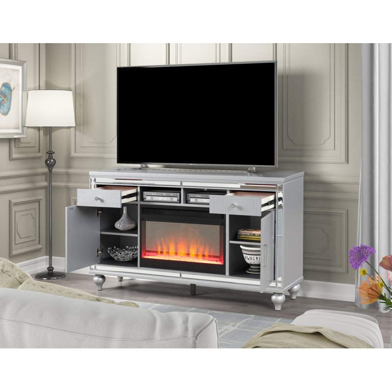 Emilius 59.57'' W Electric Fireplace, Silver