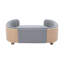 Petit lit pour chien de style scandinave, avec structure en chêne massif, dossier en bois cintré, coussin en velours amovible et lavable, velours respirant, mousse rebondie, - égratignure, teinture imperméable, assemblage simple,