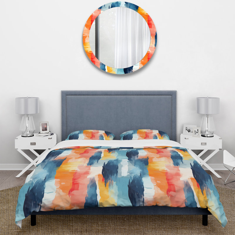 Ensemble de housse de couette à rayures bleues, Housse de couette pour très grand lit et 2 très