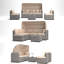 Ensemble de lit de jour pour l'extérieur 6 pièces avec auvent, chaises longues et coussins réglables-1226511290-1226511295