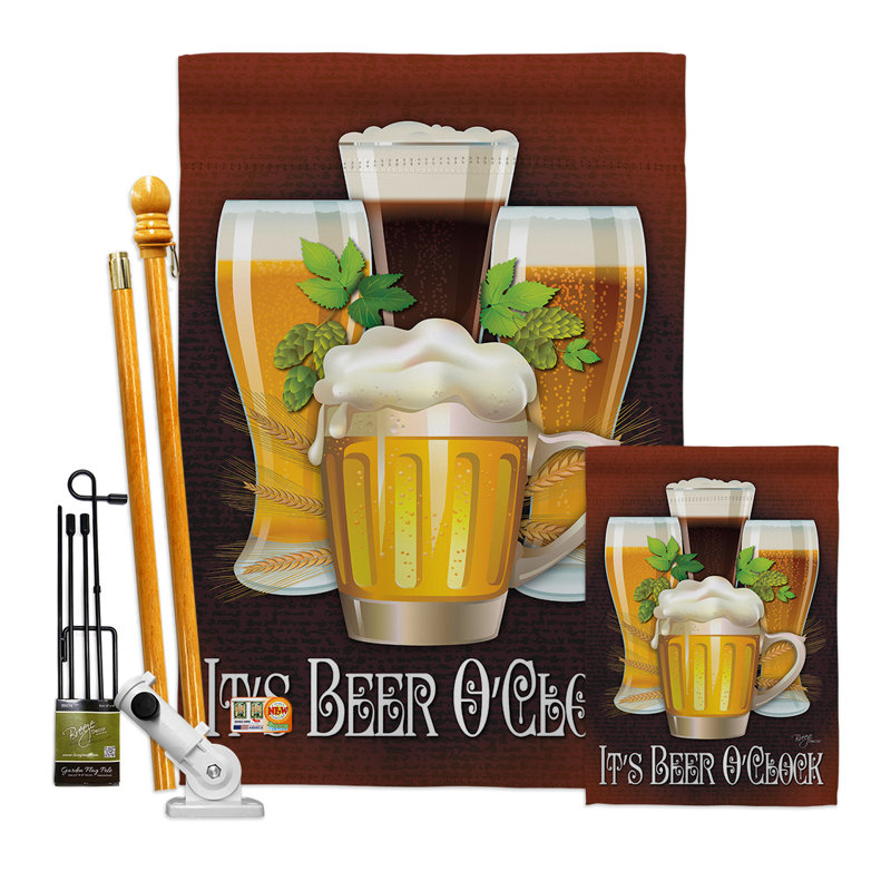 It's Beer O'clock - Impressions Decorative 2-Sided Polyester 40 x 28 in. Flag Set