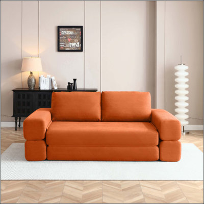 Boneless Convertible Sofa Bed,3 In 1 Folding Floor Couch Corduroy Fold Out Couch Bed Futon Sleeper Mattress With Pillows,Boneless Sofa Comfy Lounge Loveseat For Living Room, Bedroom