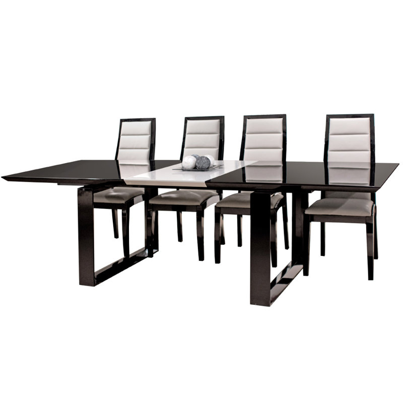 Natalia Extendable Dining Table, Black Lacquer
