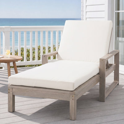 Chaise longue d'extérieur en bois d'acacia de qualité supérieure avec dossier réglable, coussins résistants à l'humidité - pour les patios et la piscine