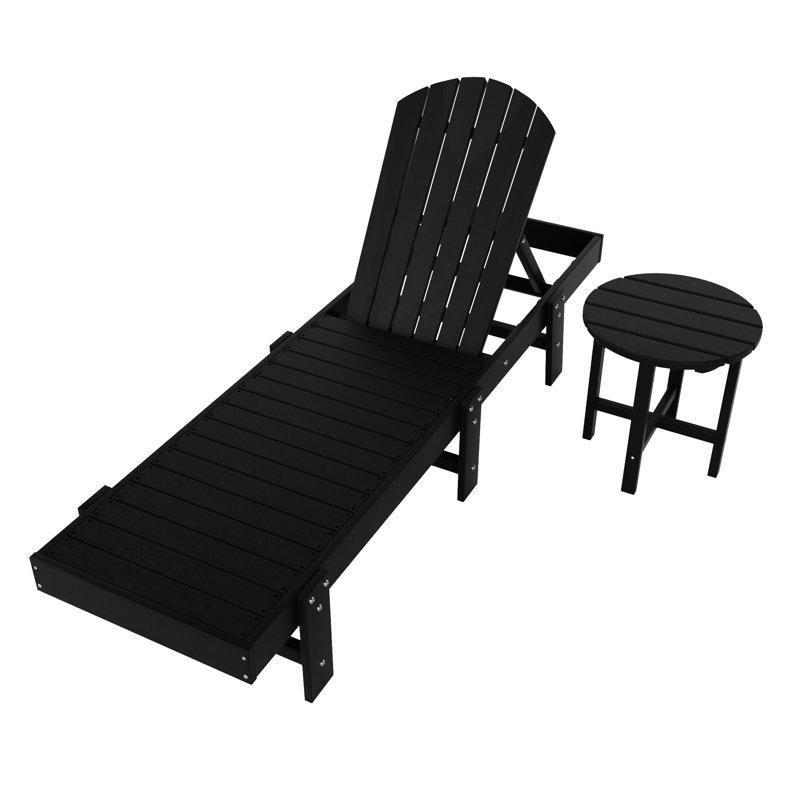 Altura Outdoor Chaise Lounge with Table, Black